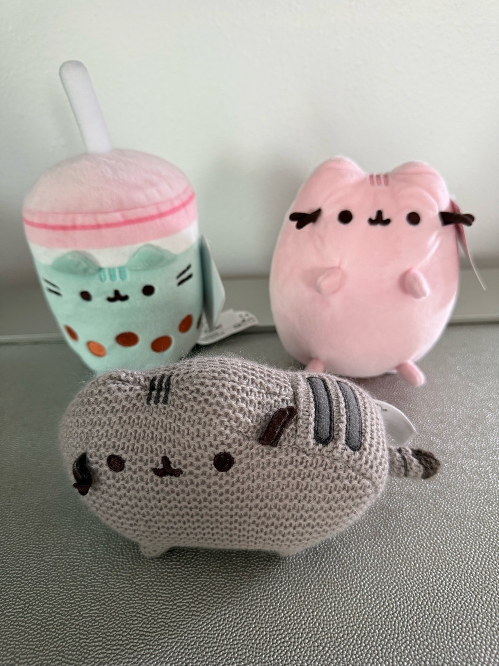 Pusheen Plush Set - Mint Boba, Pink Pusheen, Gray Knit Pusheen